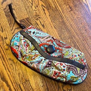 Ebisu cloth/leather large clutch purse